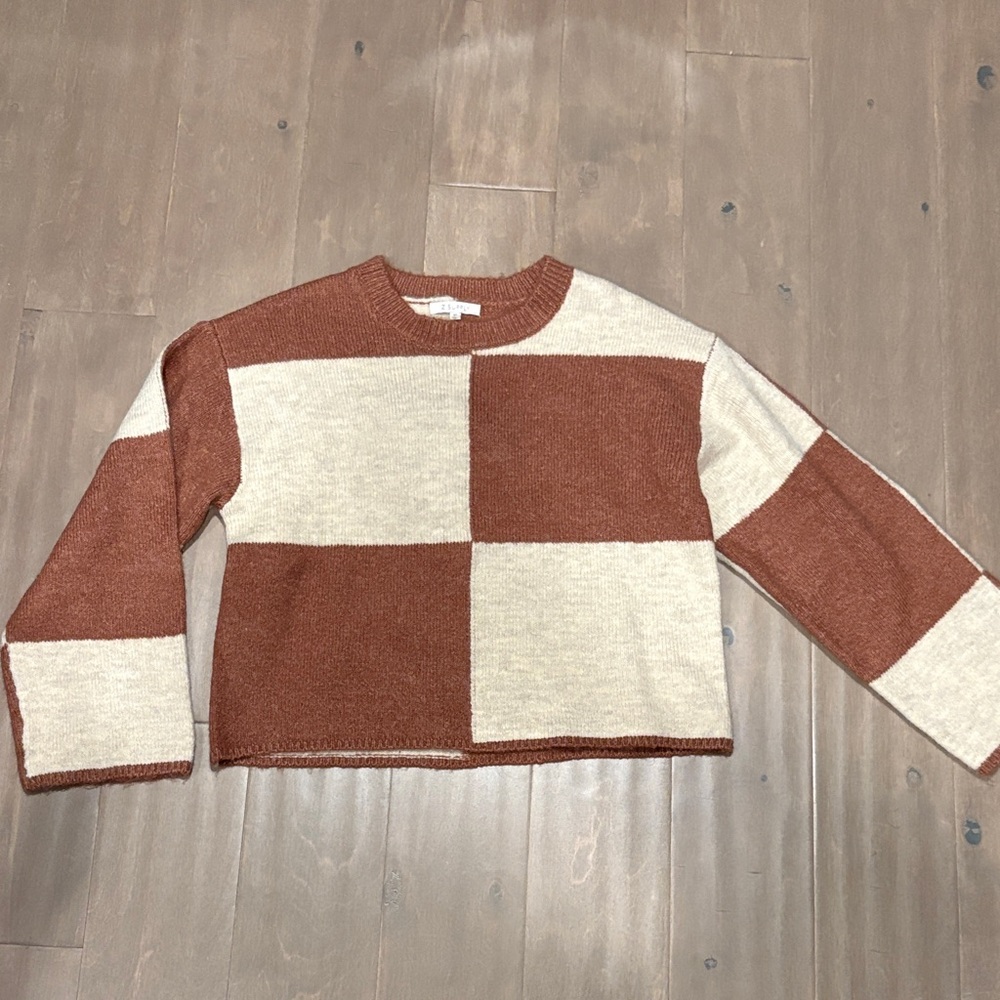 Z Supply Two-Tone Block Sweater - Brown and Cream